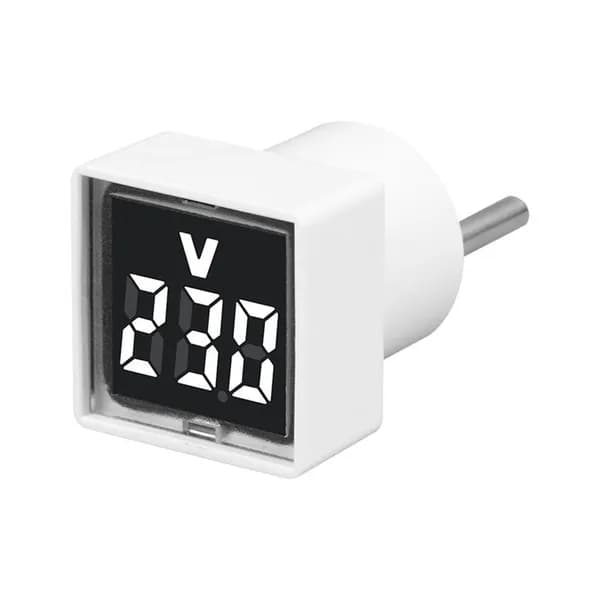 Цифровой вольтметр квадратный AC220V. Тестер напряжения с LED-дисплеем, индикатором / Вилка "EU", белый