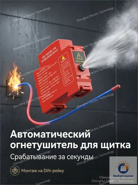 Автономная установка аэрозольного пожаротушения, автоматический огнетушитель для автомобиля, электрощита и ИБП, крепление на DIN-рейку, термоактивирующийся, 10г