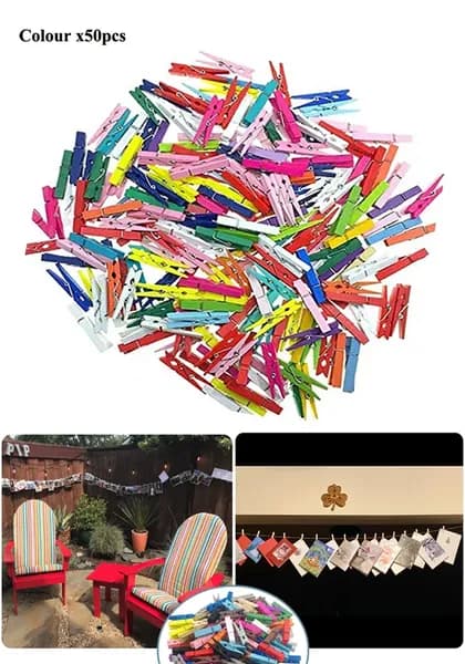 Естественный деревянный цветной зажим, мини - зажим для фотографий