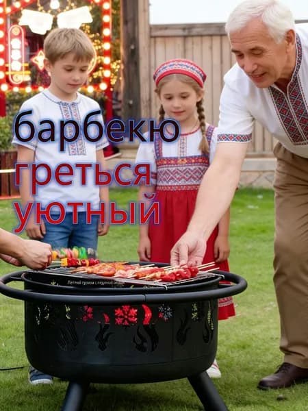 Уличный очаг с ажурным рисунком, 76x39 см, для отопления и барбекю, безопасный край