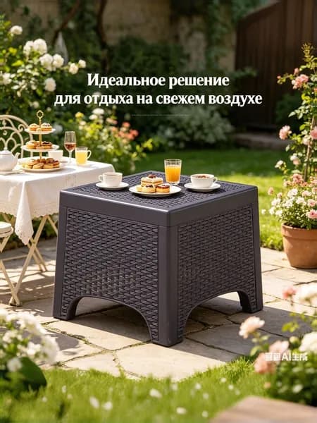 Садовый стол,Искусственный ротанг (пластик) 50.5х38х38 см