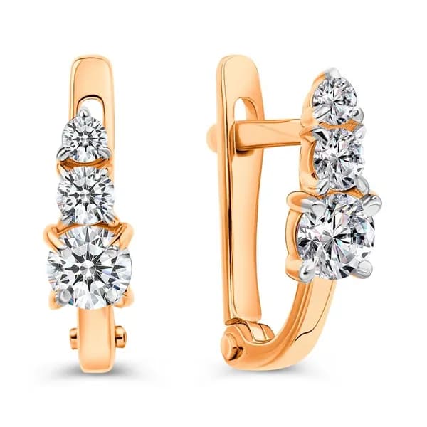 Серьги детские с фианитами из красного золота 585 пробы 585GOLD