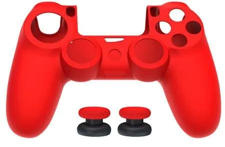 Силиконовый чехол + насадки для геймпада PS4 (Dobe TP4-0425) Red