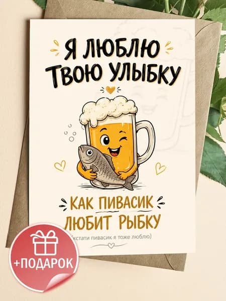 Открытка с забавной иллюстрацией и юмором