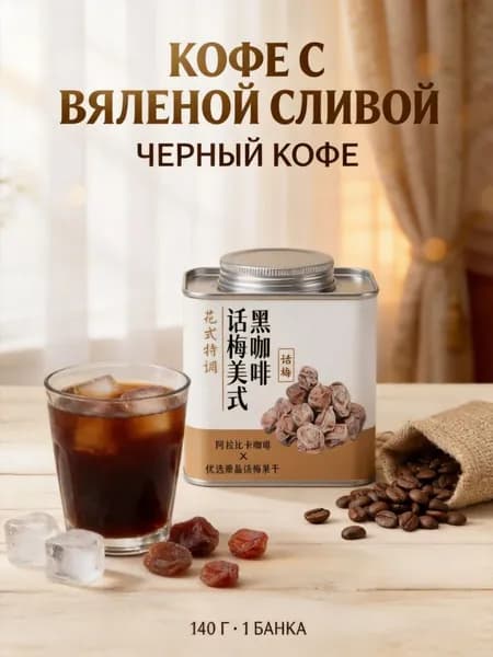 Черный кофе американо с плодами хуамэй из арабики, молотый кофе в герметичной металлической банке весом 210 грамм