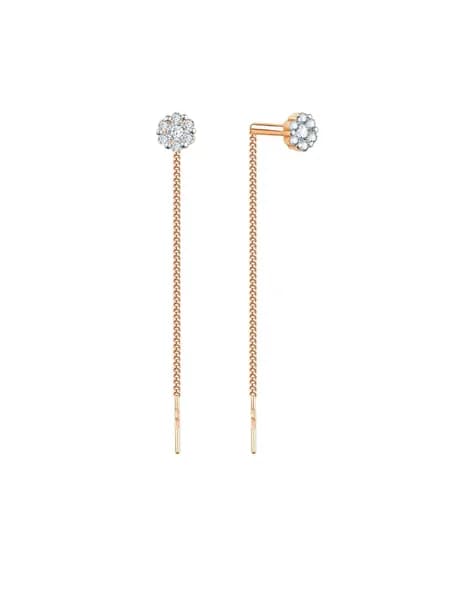 Золотые серьги DIAMANT-ONLINE с фианитом 585 пробы