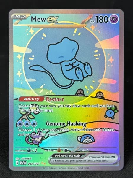 Портативные карты PKM S Настройка и прокси высококачественной фольги Mew ex Paldean Fates#232