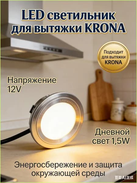 Лампа для вытяжки светодиодная круглая, 12 Вольт, 1.5 Вт, встраиваемый LED модуль