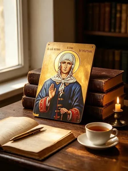 Икона на дереве "Святая Ксения Петербургская", 14*20 см