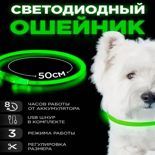Светящийся ошейник для собак и кошек с usb зарядкой
