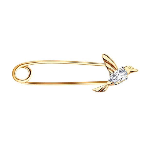 Золотая булавка DIAMANT-ONLINE с цирконием 585 пробы