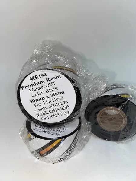 Риббон 30 мм х 300 м Черный Resin Premium Смола, вт. 1" OUT, 1 рулон
