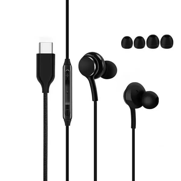 Наушники проводные с микрофоном Подходит для всех устройств, USB Type-C, черный