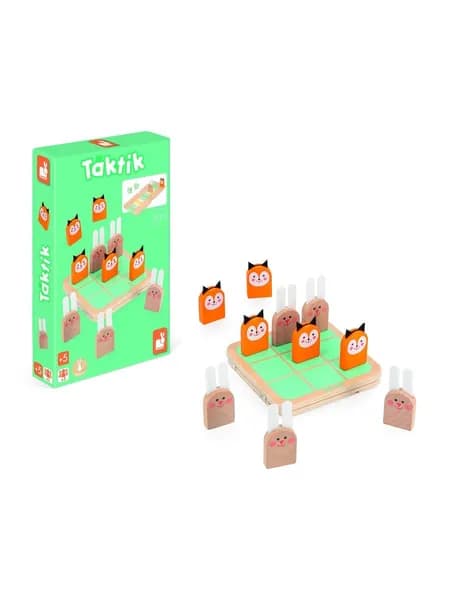 JANOD Настольная игра 2 в 1 Тактика крестики-нолики и погоня деревянная для детей от 3 лет