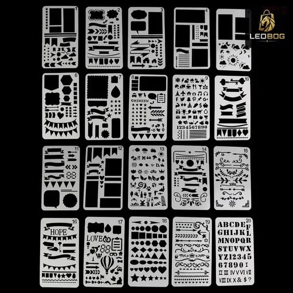 Трафареты для балл-джурналов, 20 шт., Белый
