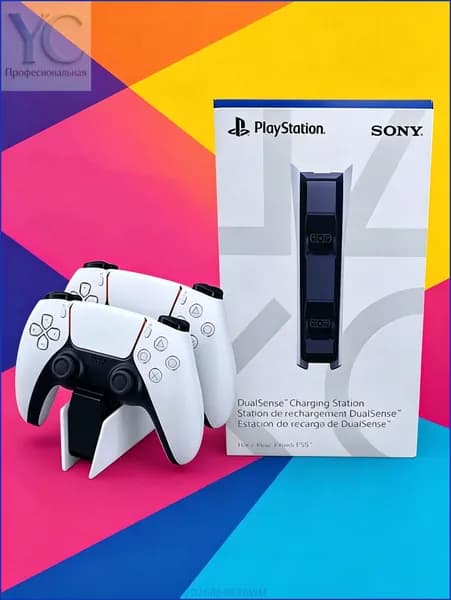 Зарядная станция для 2-х геймпадов Sony PlayStation 5, Док-станция для джойстиков DualSense,Зарядка для контроллеров PS5 с Со светодиодным индикатором