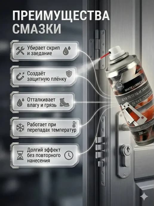 Белая смазка для замков и петель авто
