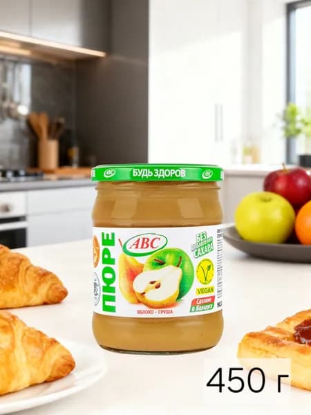 Пюре яблочно-грушевое, Будь здоров ABC Беларусь, 450 г
