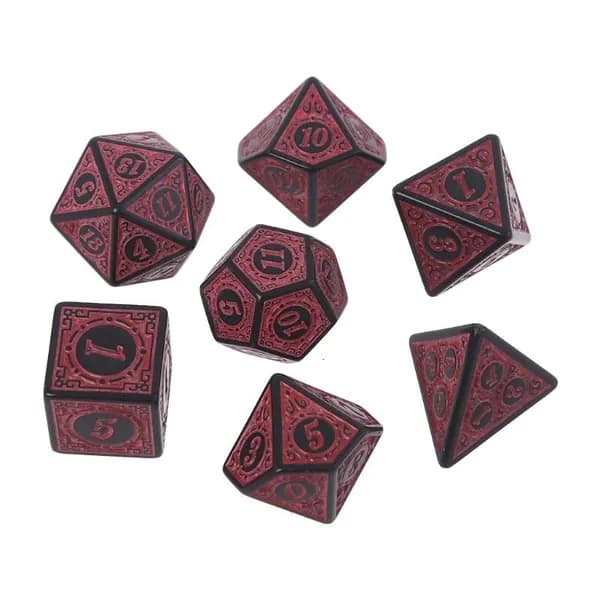 Набор из 7 акриловых игральных кубиков, красный