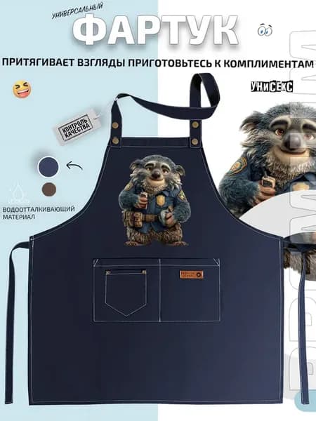 Фартук коала-полицейский с жетоном и рацией