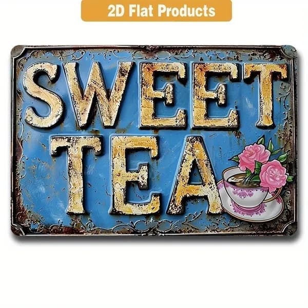 Металлический постер на стену, винтажная надпись Sweet Tea, декор для дома и чайной комнаты, 20x30cm,2D Flat