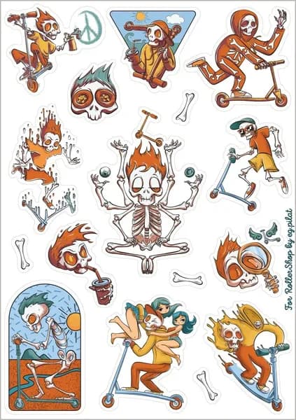 Наклейки на самокат Rollershop Stickers Skeleton