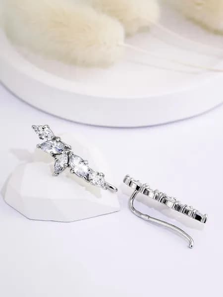 SILVER WHALE Серьги ювелирные Каффы Серебро родированное 925 пробы