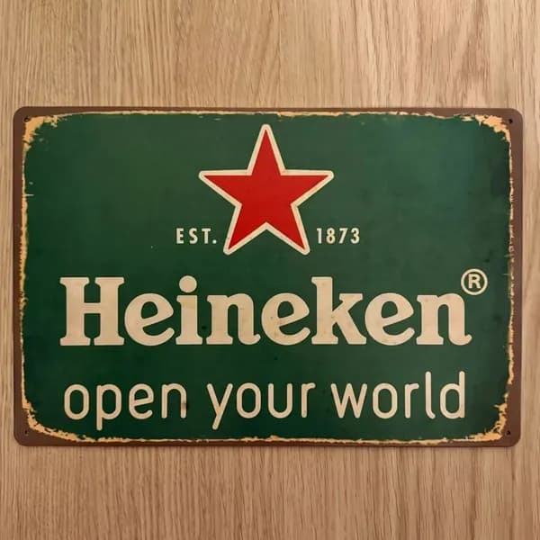 Табличка металлическая интерьерная пиво Heineken