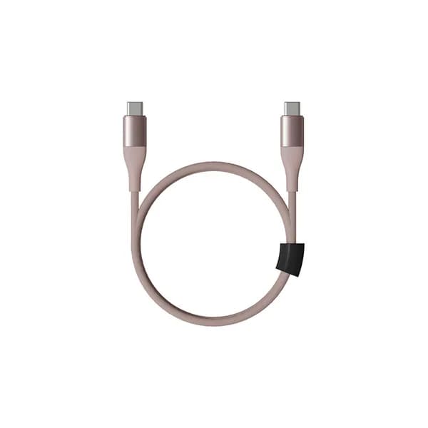 Кабель 65W Type-C/Type-C SOLOVE 100 см 20W PD 3А нейлоновая ткань D3,8мм Защитный ЧИП (DW3 Pink), розовый