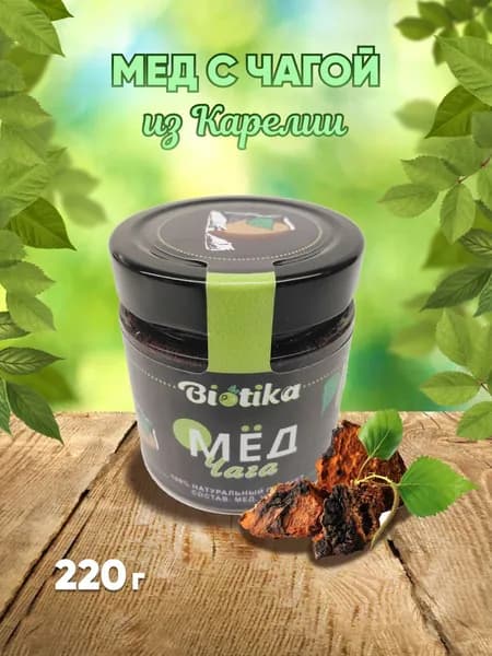 Мед с чагой из Карелии натуральный, 220 гр, Biotika