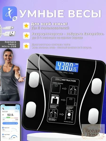 Напольные весы Весы, нагрузка 180 кг, точность 50 г