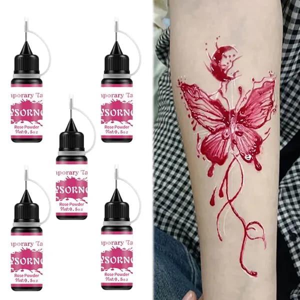 Краска для временной татуировки Rose Bush, 5 штук, растительные пигменты, 11 цветов