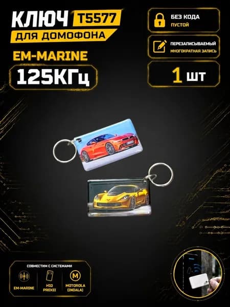 Ключ для домофона T5577 "Авто" эпоксидный, перезаписываемый, 125 кГц. Брелок-заготовка для копирования Em-Marine (1 шт.)
