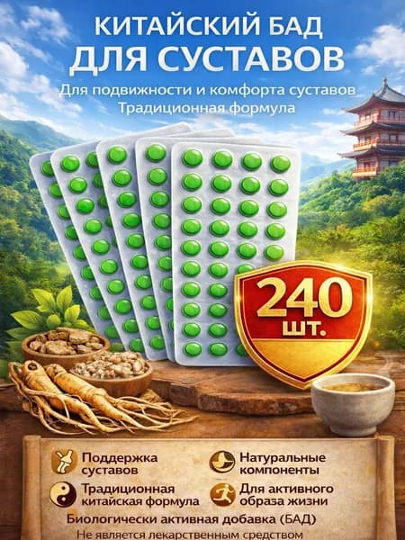 зеленые таблетки для суставов, Бады 240 шт