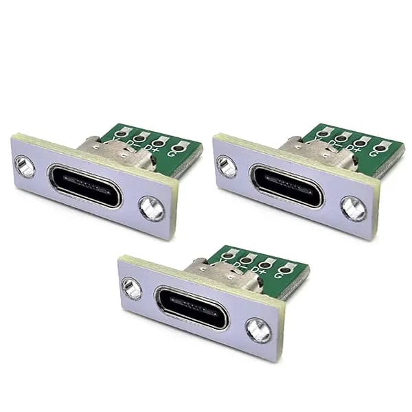 Гнездо TYPE-C на плате, 4PIN металлизированные контакты, монтажная планка, комплект - 3шт