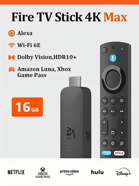 Медиаплеер Amazon Fire TV Stick 4K Max 16 ГБ 2 ГБ RAM WiFi 6E Bluetooth 5.2 4K HDR Dolby Vision Atmos с поддержкой Alexa