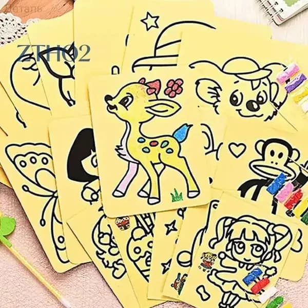 Набор для песочной живописи, детский DIY, 10 листов с желтой основой и цветным песком