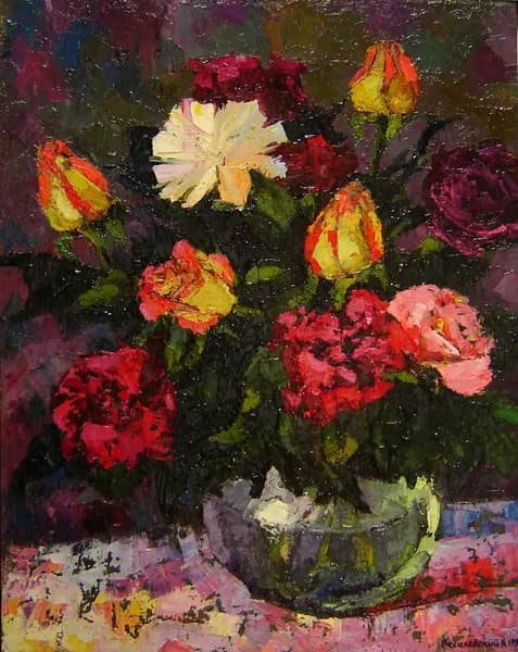 Картина винтажная. Розы. 1996г.