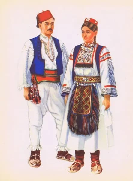 Боснийский народный костюм (Рекавице). Владимир Кирин. Антикварная хромотипия. Югославия, 1954 год