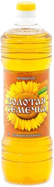 Масло подсолнечное Золотая семечка ароматное, нерафинированное, 1 л