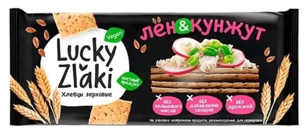 Lucky Zlaki Хлебцы хрустящие зерновые Лён-Кунжут, 105 г