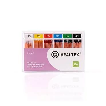 Штифты эндоканальные гуттаперчевые Healtex, конусность 04, размеры 15-40, 60 шт