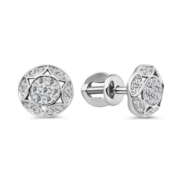 Серьги женские с фианитами серебро 925 пробы 585GOLD