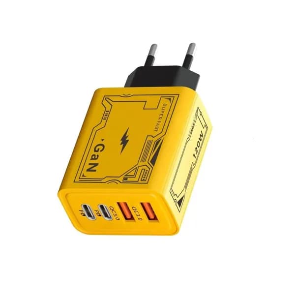 Многопортовое зарядное устройство PD120W с двумя USB и широкой совместимостью, EU Plug