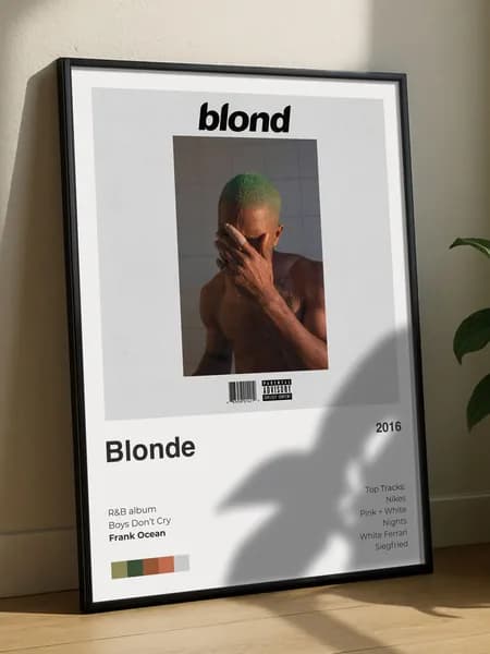 Постер плакат "Blond" А4, музыкальный альбом, Frank Ocean, интерьерный, без рамы, плотная матовая фотобумага 21x30 см