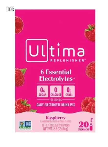 Ultima Replenisher, Смесь электролитов, малина, 20 пакетиков по 3,2 г (0,11 унции)