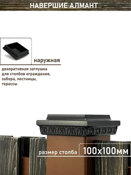 Заглушка 100х100 мм столба Алмант черный