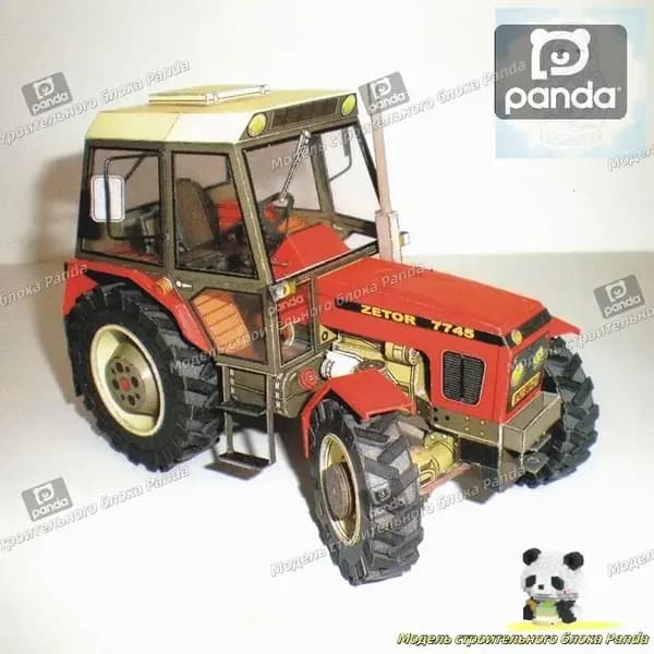 1:32, чешский Zetor 7745-7211, бумажная модель трактора, сельскохозяйственная техника, вырезка из бумаги своими руками, ручная работа