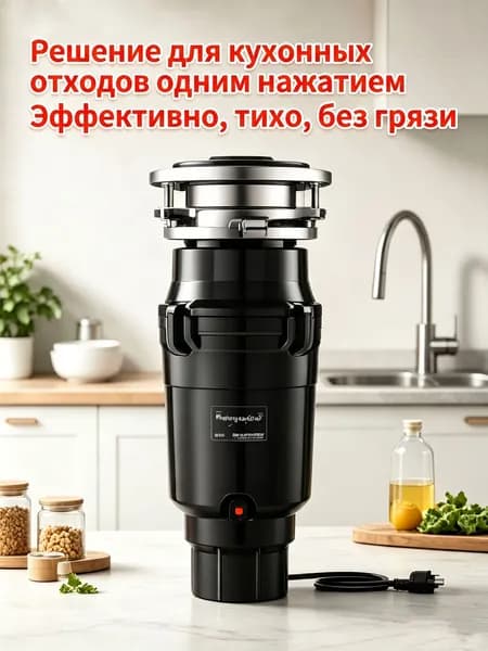 Измельчитель бытовых отходов Измельчитель пищевых отходов 373 Вт с установочным комплектом труб и пневмокнопкой