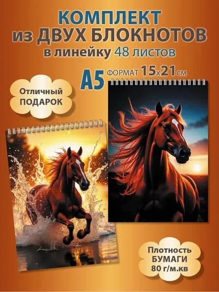 2 блокнота А5 для записей в линейку